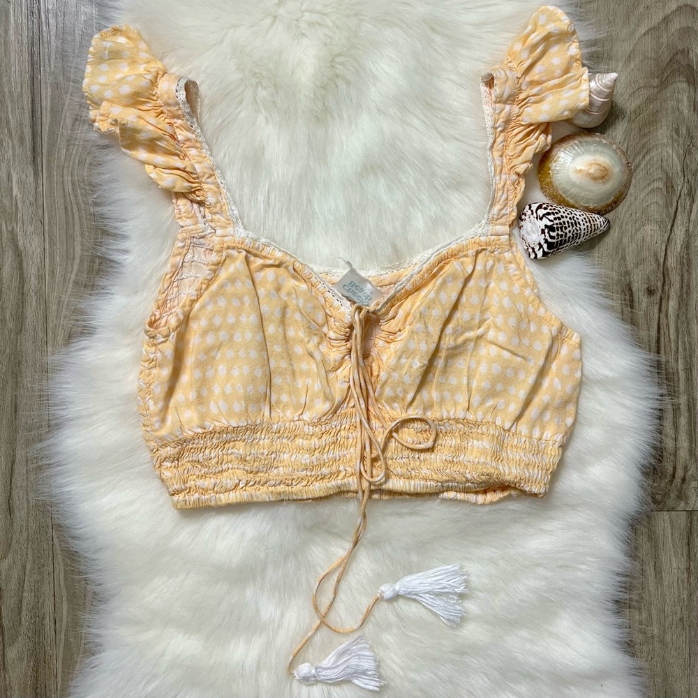 Cheeky Beach polka dot pastel orange crop top size small medium